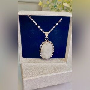 NWT Set 925 Sterling Silver Plated Moonstone Pendant and Necklace Women’s